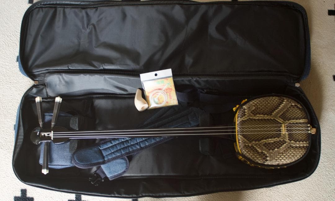 三線　沖縄　本皮強化張り 爪、ソフトケース付　初心者　三味線　送料込み