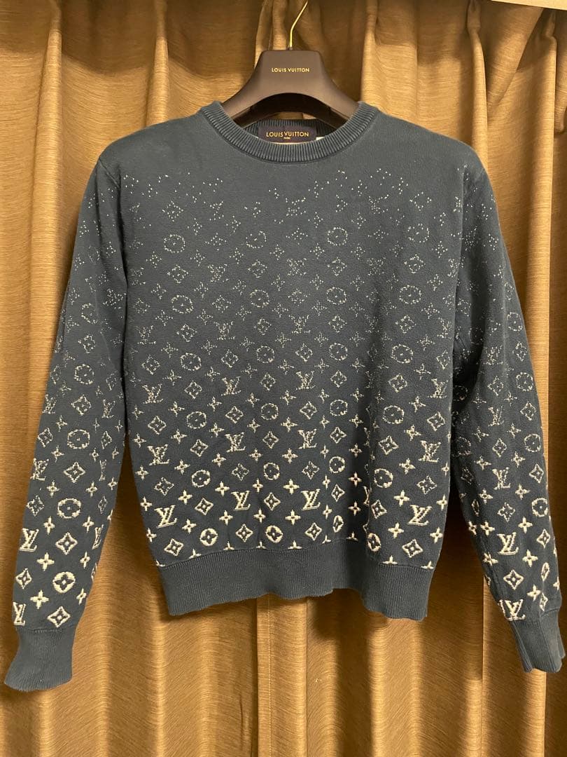 【美品】ルイヴィトン モノグラム ニットセーター グラデーション ネイビー