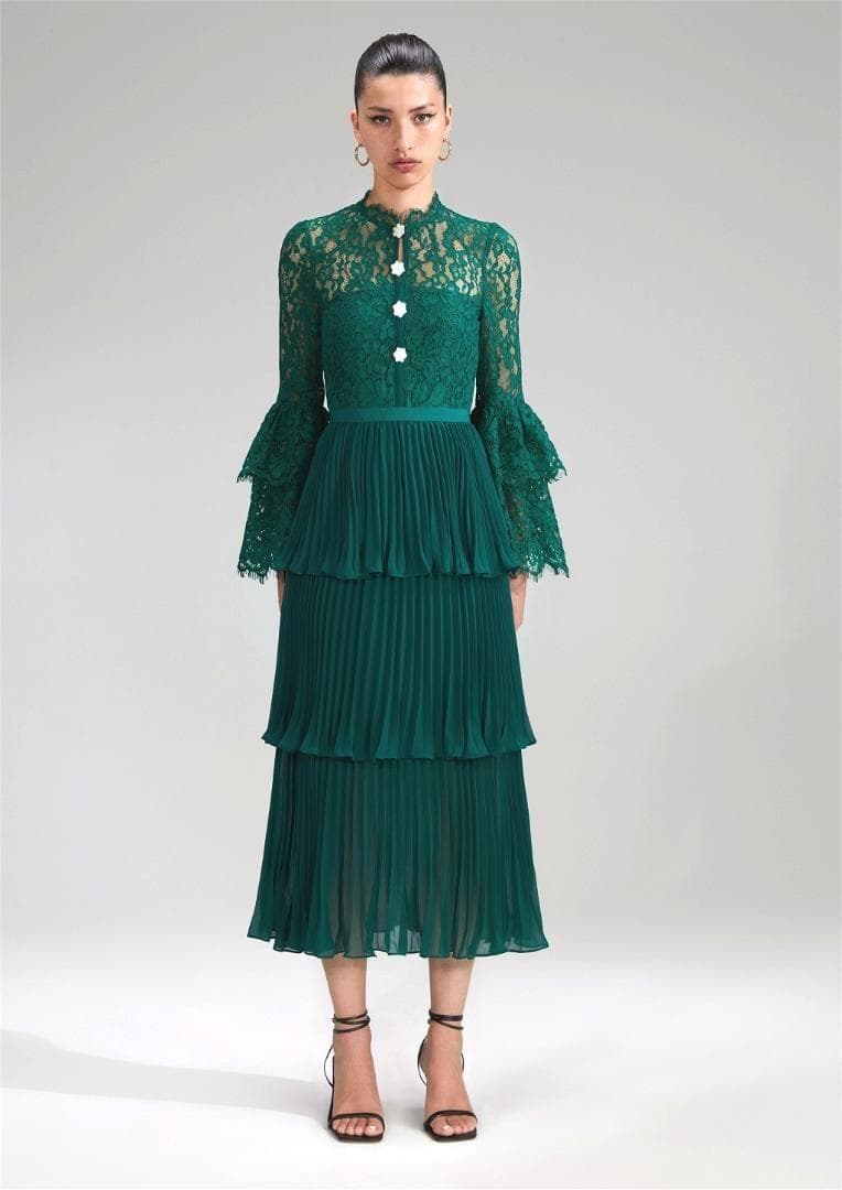 a*i様 セルフポートレイト ティアード ワンピース プリーツ レース UK4