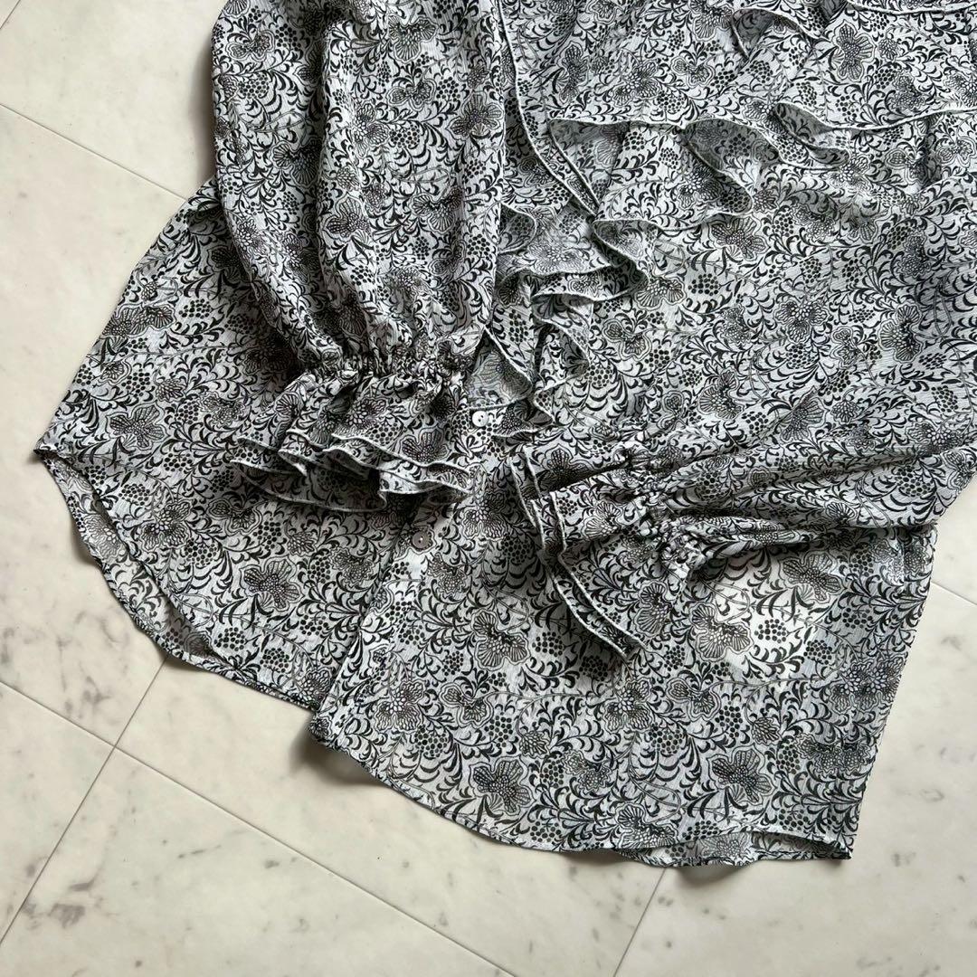 タグ付 定価3万 cloth&cross 楊柳サラサpt ラッフルフリルブラウス