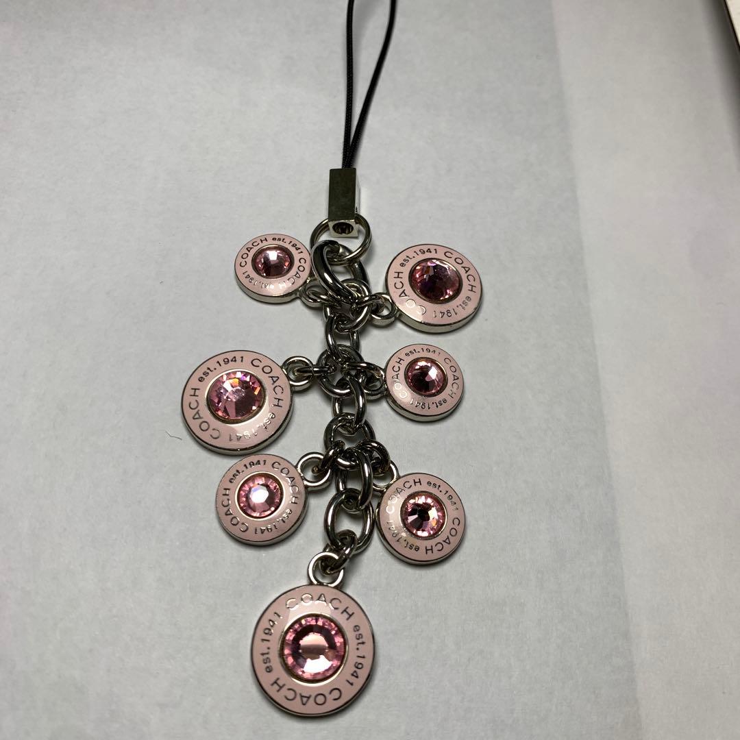 激レア‼️ COACH チャーム ストラップ付き ピンク ストーン