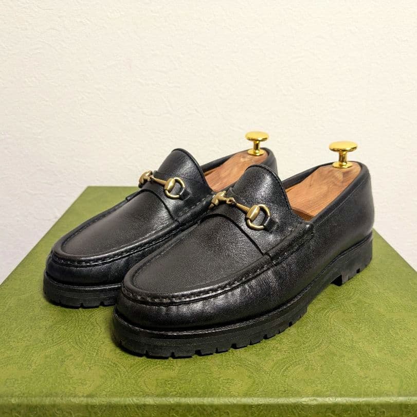 グラP様GUCCI　ヴィンテージ　ホースビットローファー　ラグソール　黒　35C