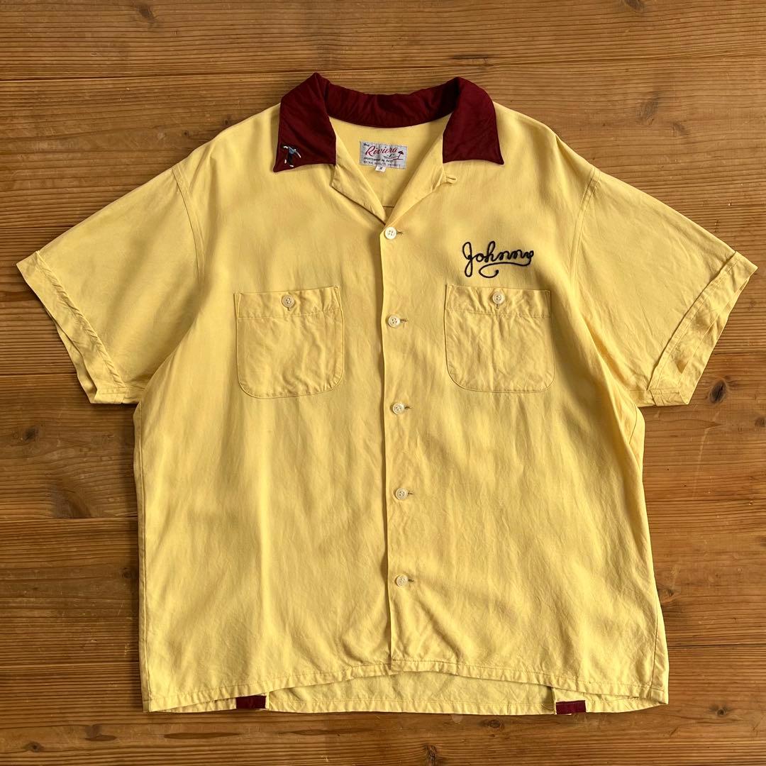 The Riviera ヴィンテージ 刺繍 ボーリングシャツ チェーンステッチ