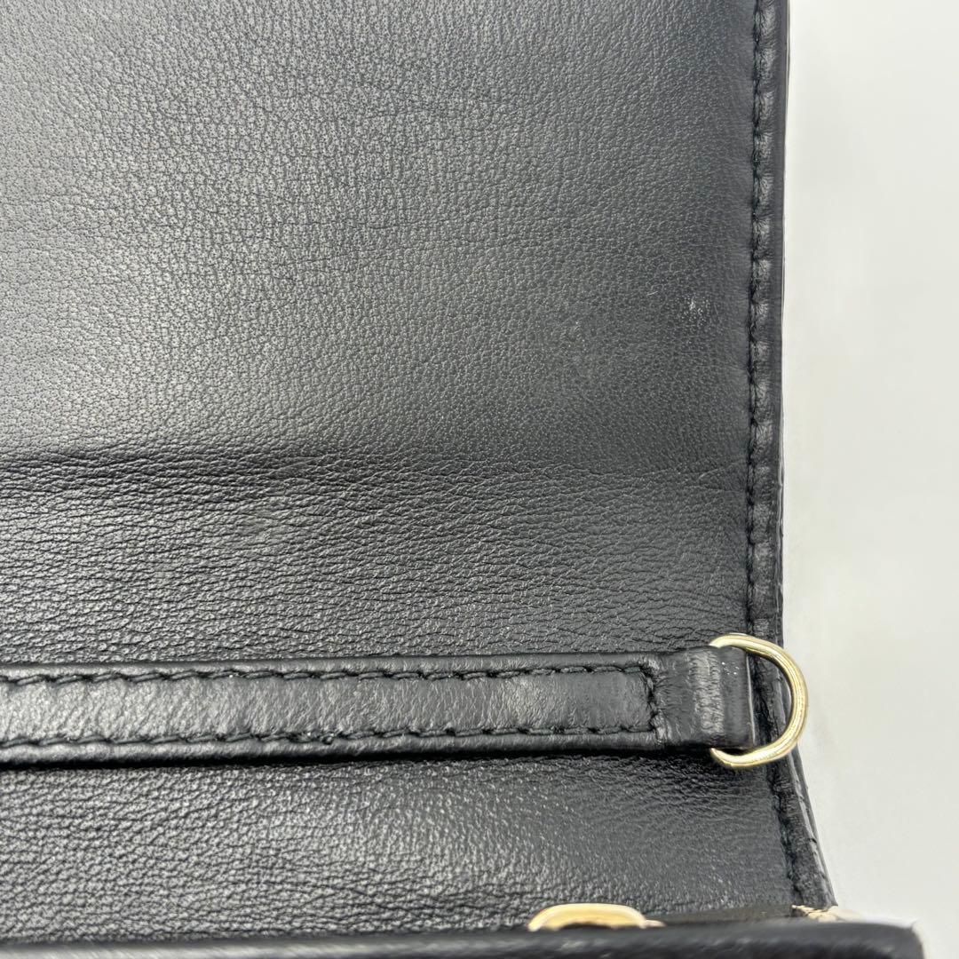 美品✨ディオール カナージュ チェーンウォレット レザー ブラック