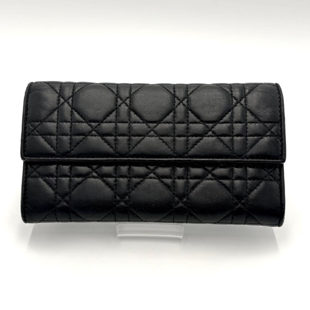 美品✨ディオール カナージュ チェーンウォレット レザー ブラック