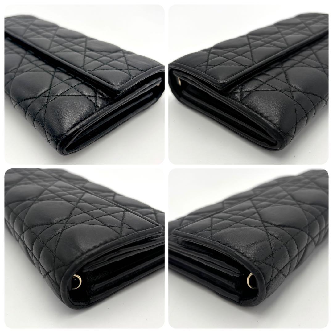 美品✨ディオール カナージュ チェーンウォレット レザー ブラック