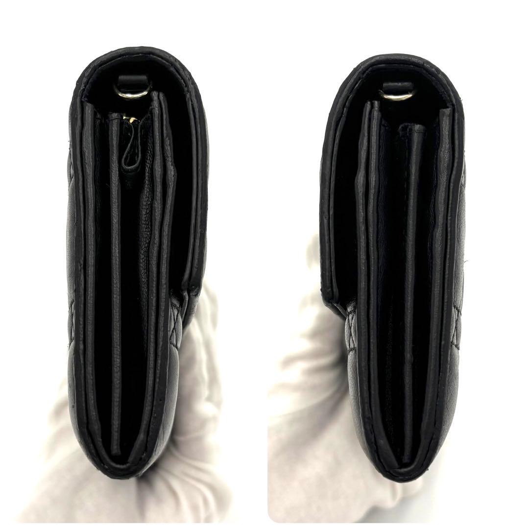 美品✨ディオール カナージュ チェーンウォレット レザー ブラック