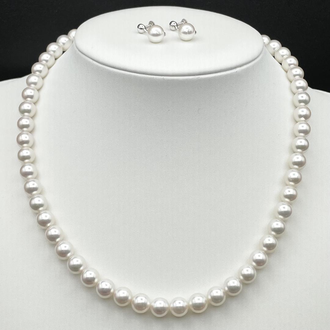 アコヤ真珠 花珠 GGC鑑別書 約7-7.5 ネックレス イヤリング