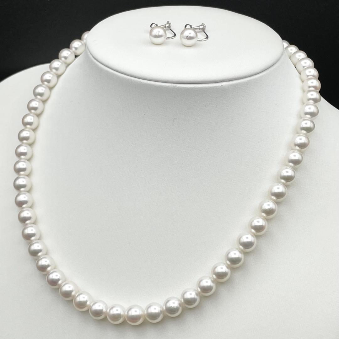 アコヤ真珠 花珠 GGC鑑別書 約7-7.5 ネックレス イヤリング
