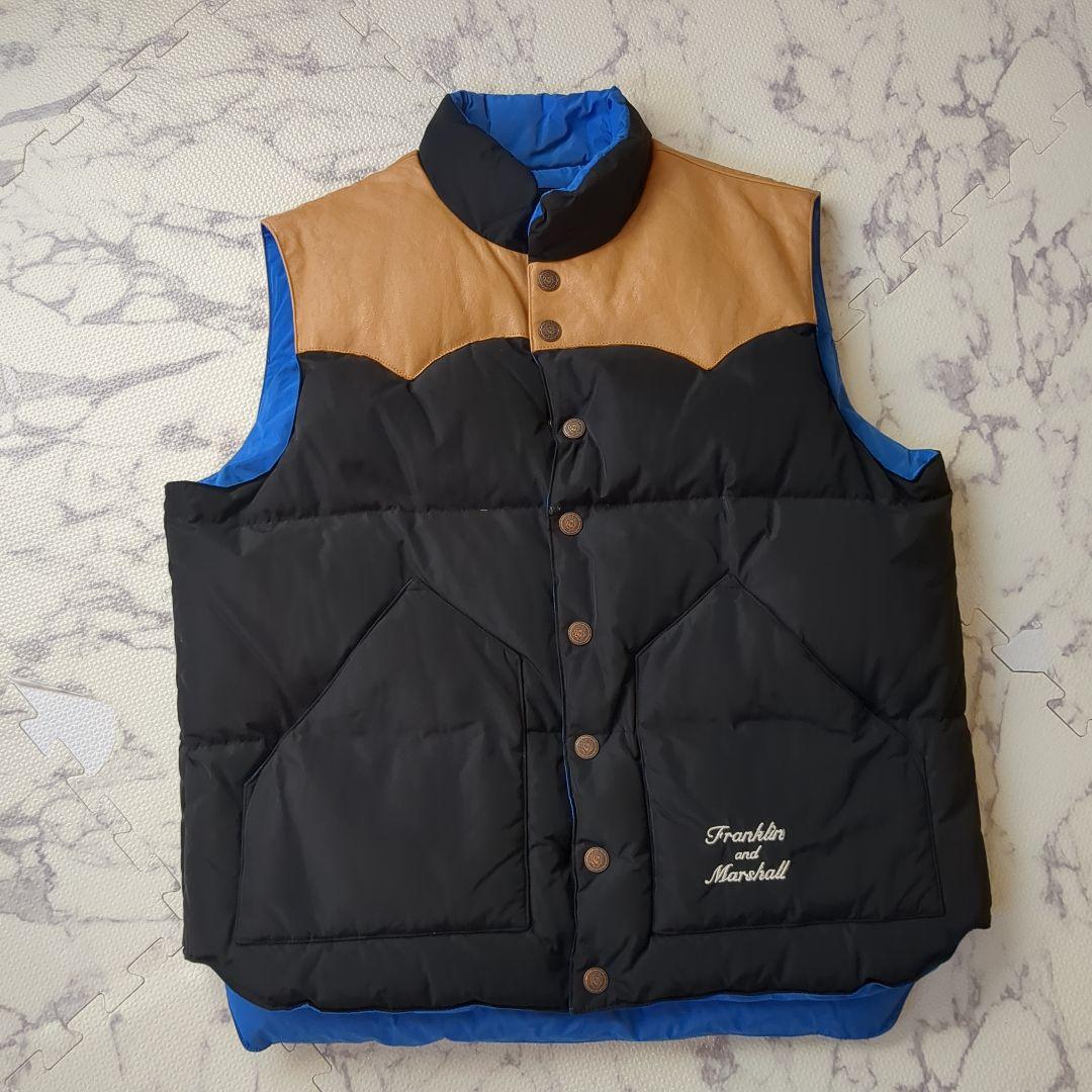 FRANKLIN MARSHALL ダウンベスト 黒/茶/青　Lサイズ