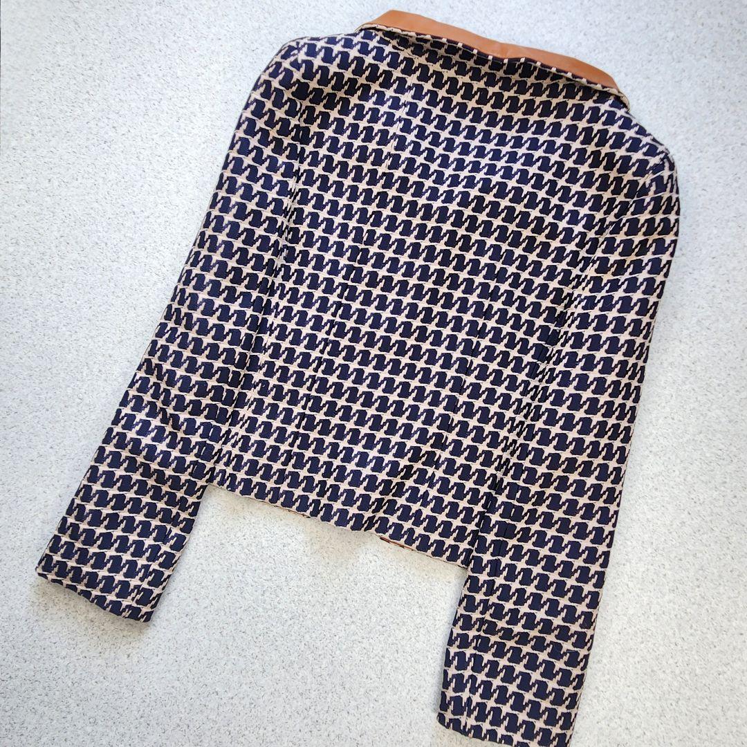 CHANEL ✨01P ツイード ジップアップ ジャケット レザー切替 38