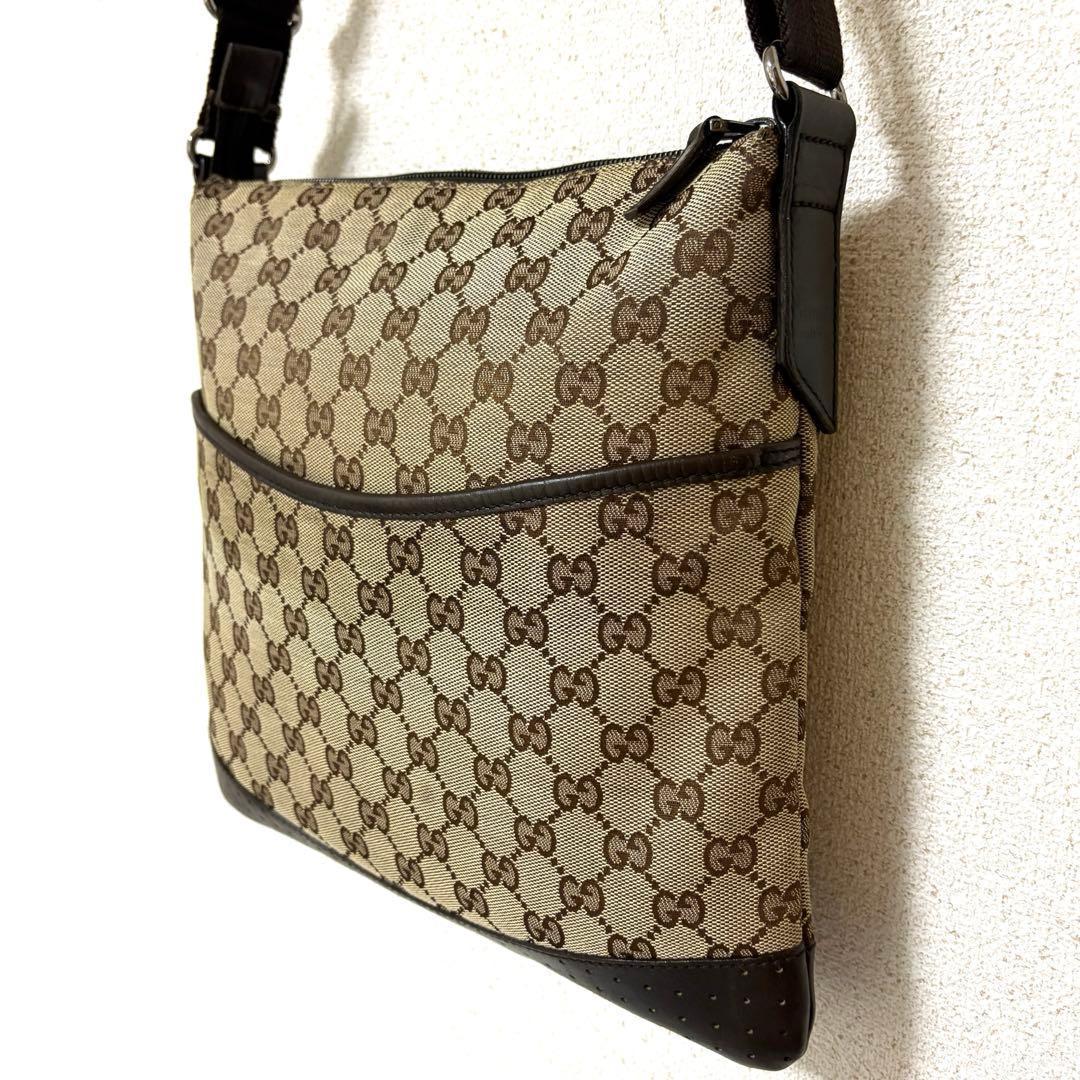 オールドグッチ GGキャンバス ショルダーバッグ ベージュブラウン ヴィンテージ
