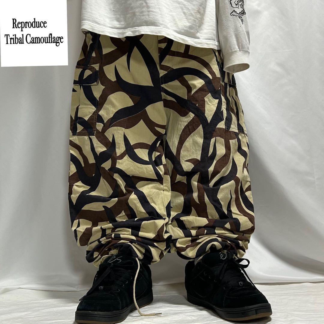 00s トライバルカモ BDU コンバット パラシュート カーゴパンツ 極太