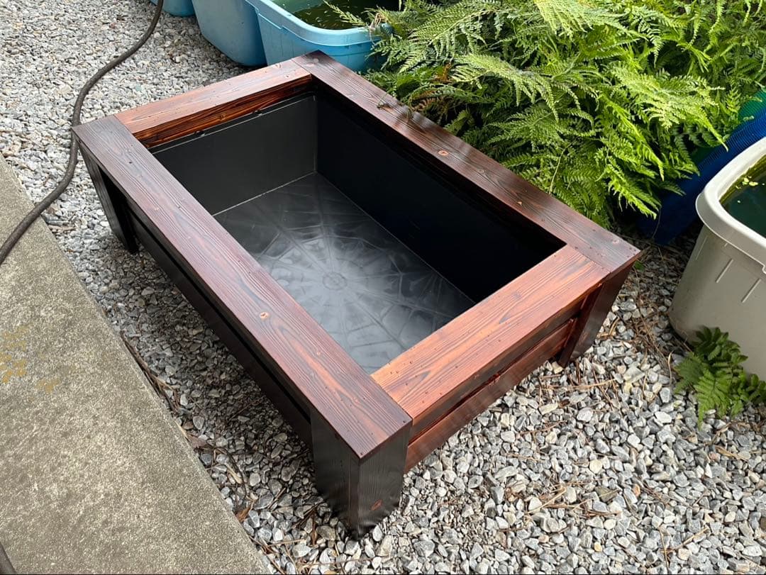 在庫限り⭐️【新品】60Lトロ舟と木枠のセット　めだか飼育ケース　ビオトープ