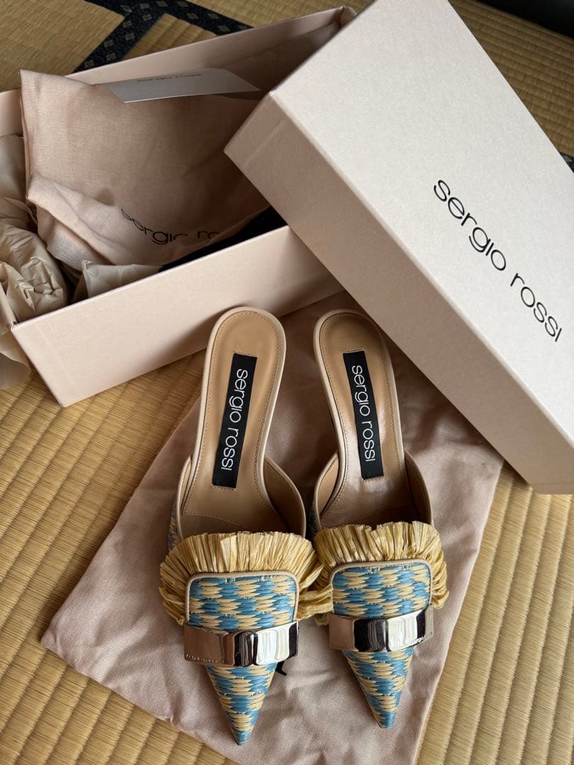 【再値下げ】sergio rossi フリンジ ポインテッドトゥミュール