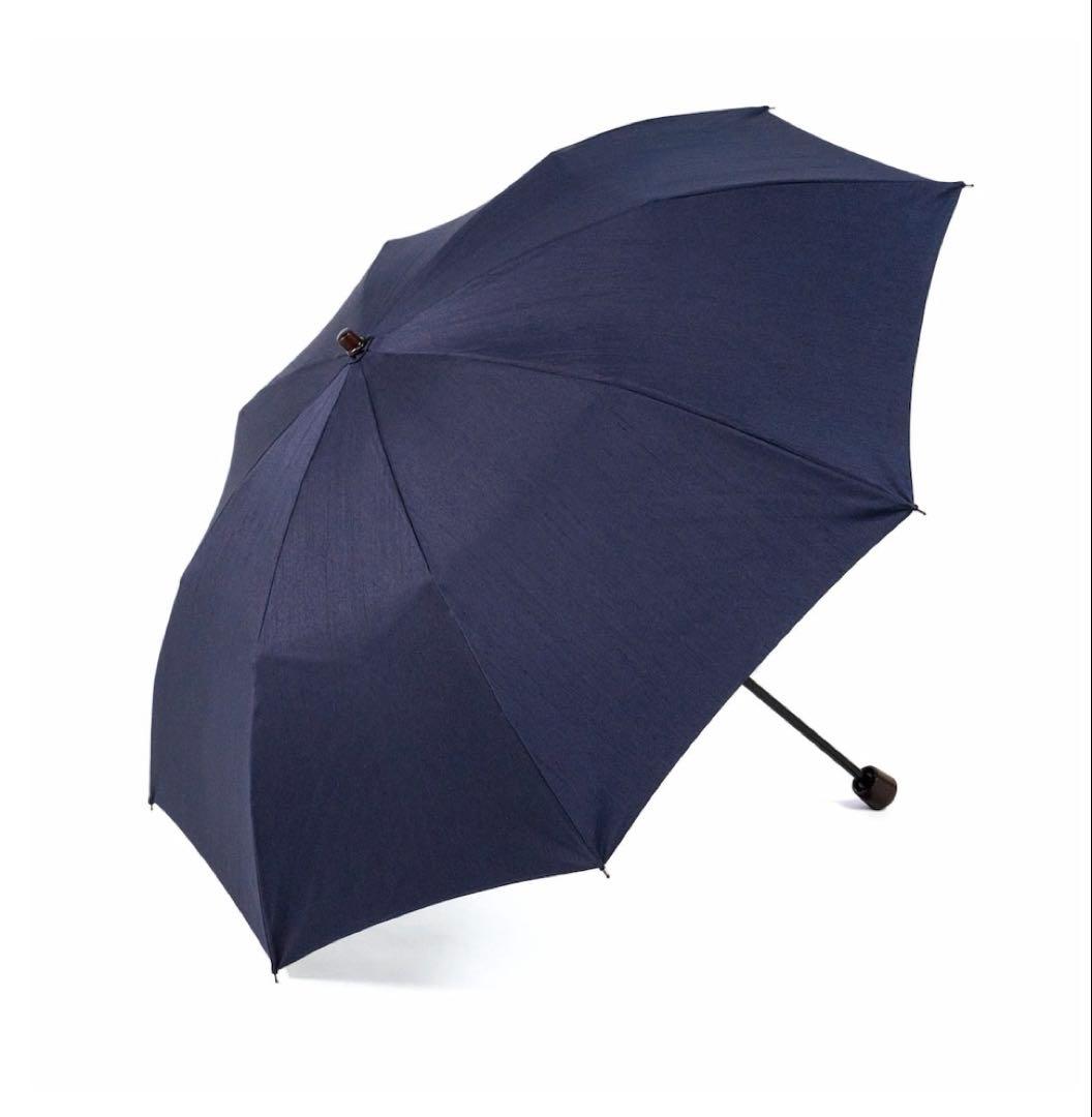 未使用 前原光榮商店 シャンタン 折りたたみ 晴雨兼用日傘 ネイビー 伝統工芸