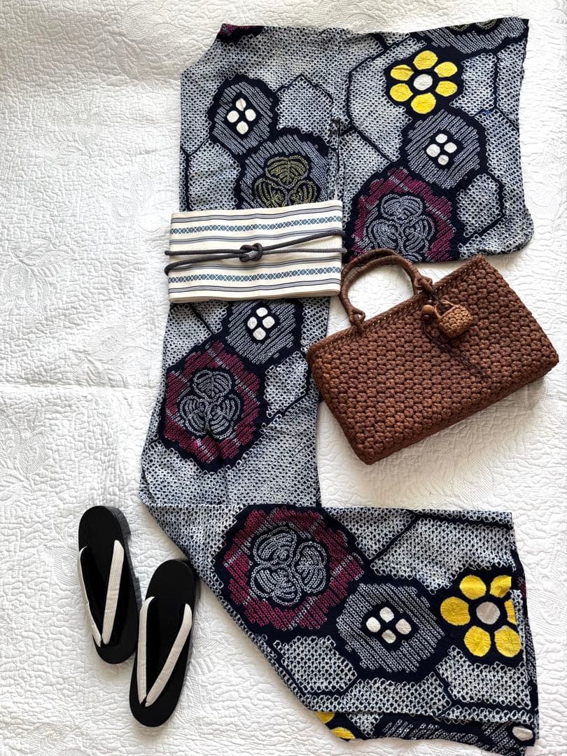 粋な大人の高級浴衣◆有松絞り 素晴らしい吉祥花文