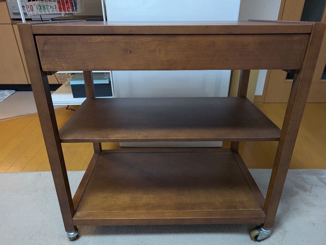 無印良品希少ブラウン木製ワゴン引き出し付き