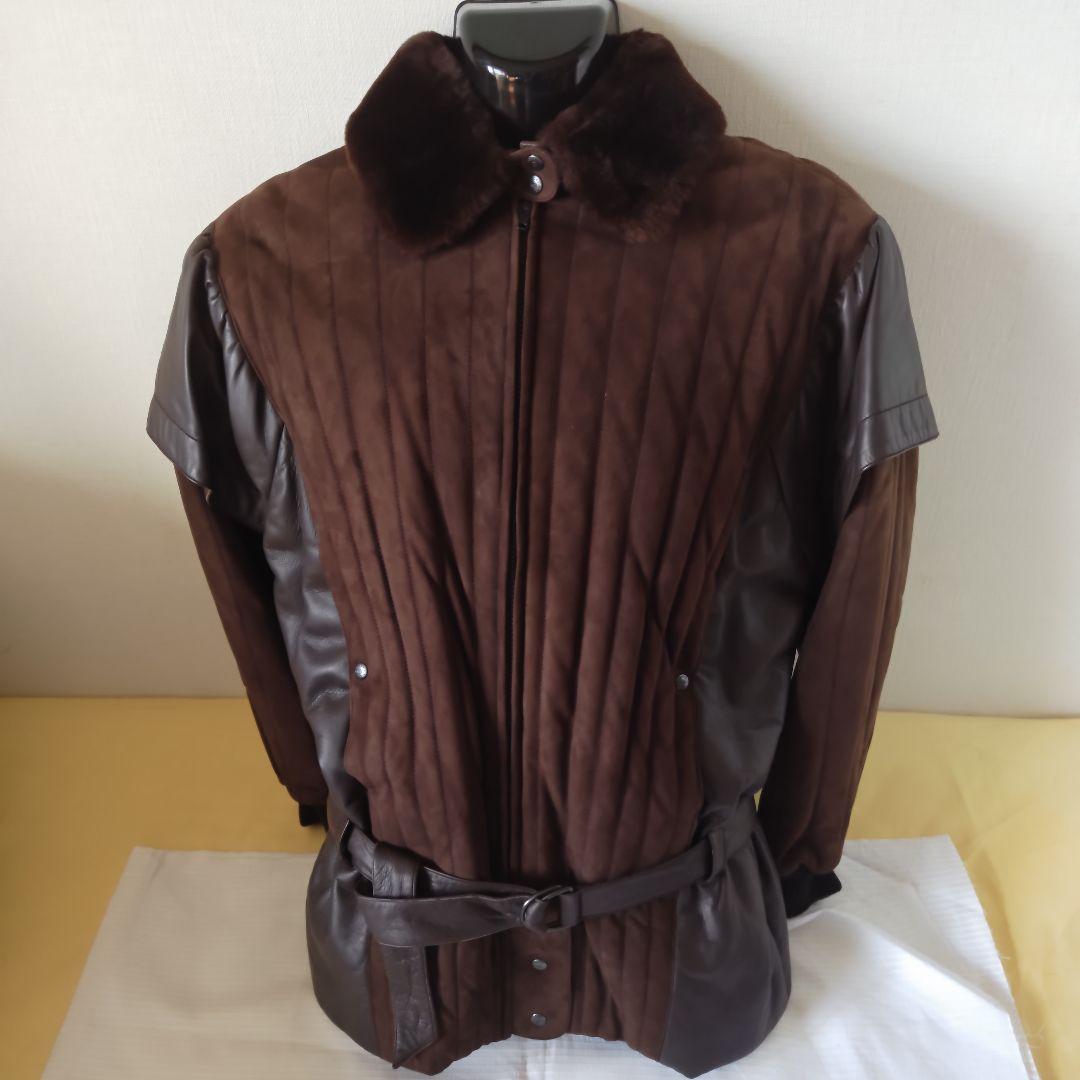 【極美品】グッチ ファー襟　本革レザー・ブルゾン コート　ベルト付