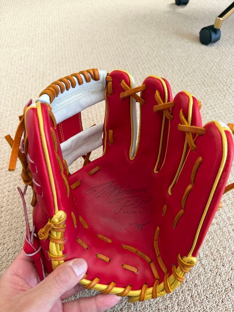 ミズノプロ　軟式グローブ レッド/シルバー