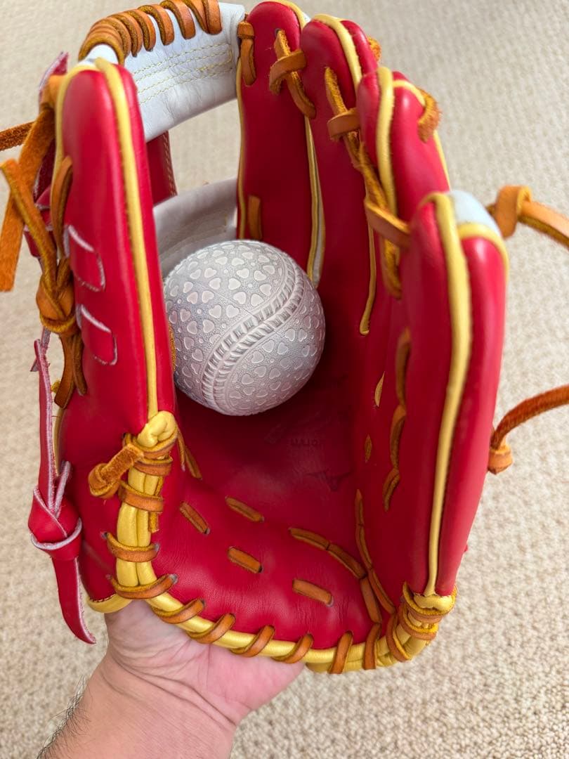 ミズノプロ　軟式グローブ レッド/シルバー