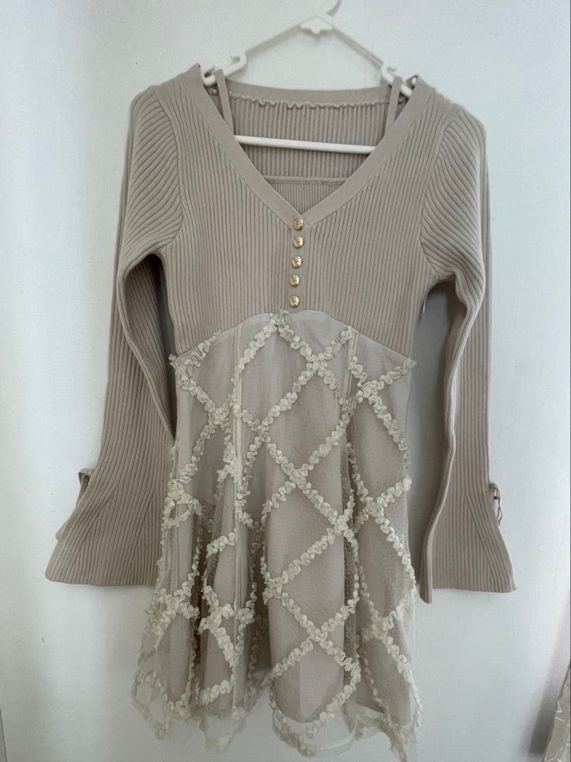 RESEXXY ドッキングフレアミニニットワンピース アイボリー