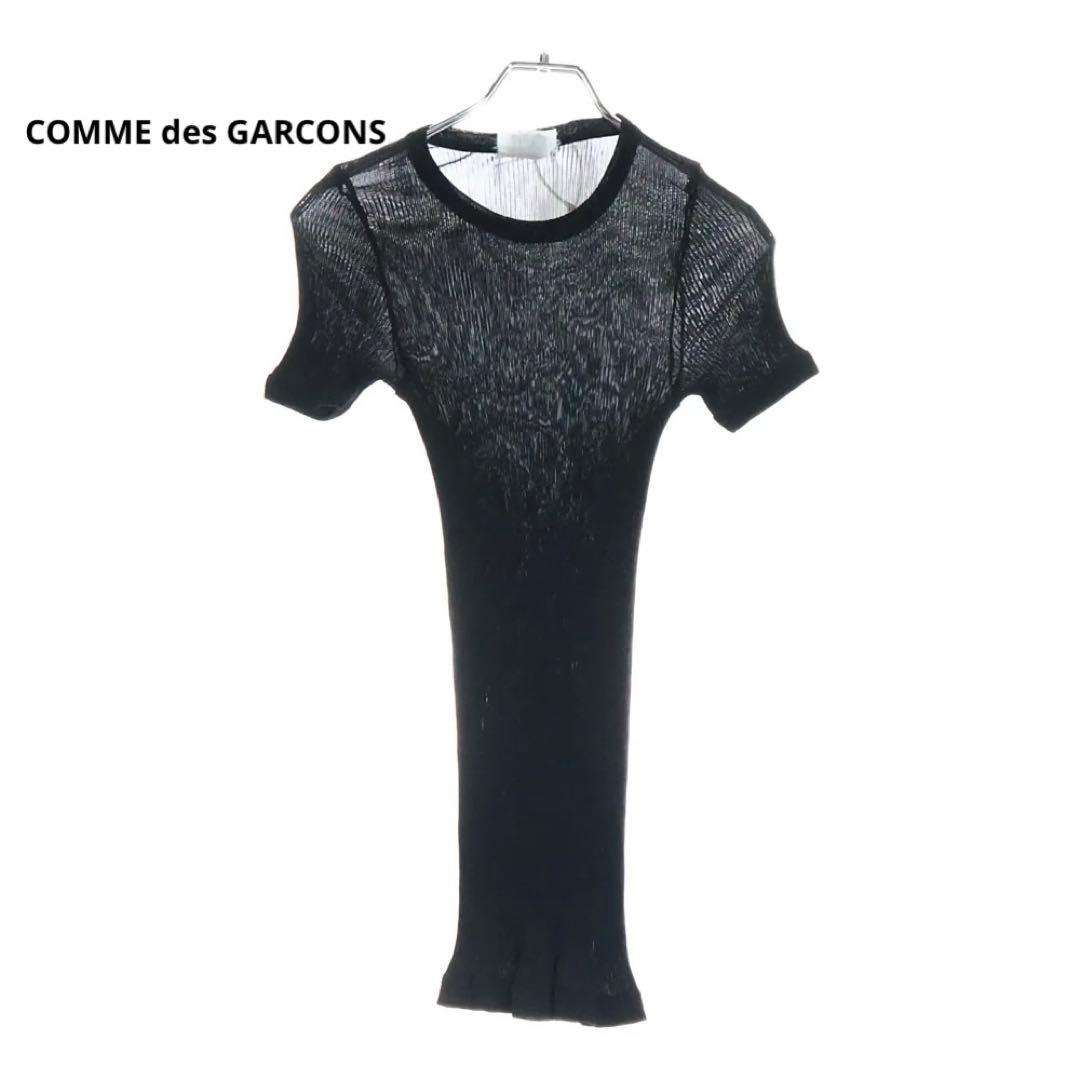 COMME des GARCONS 95SS プリーツ加工 シルクTシャツ 黒
