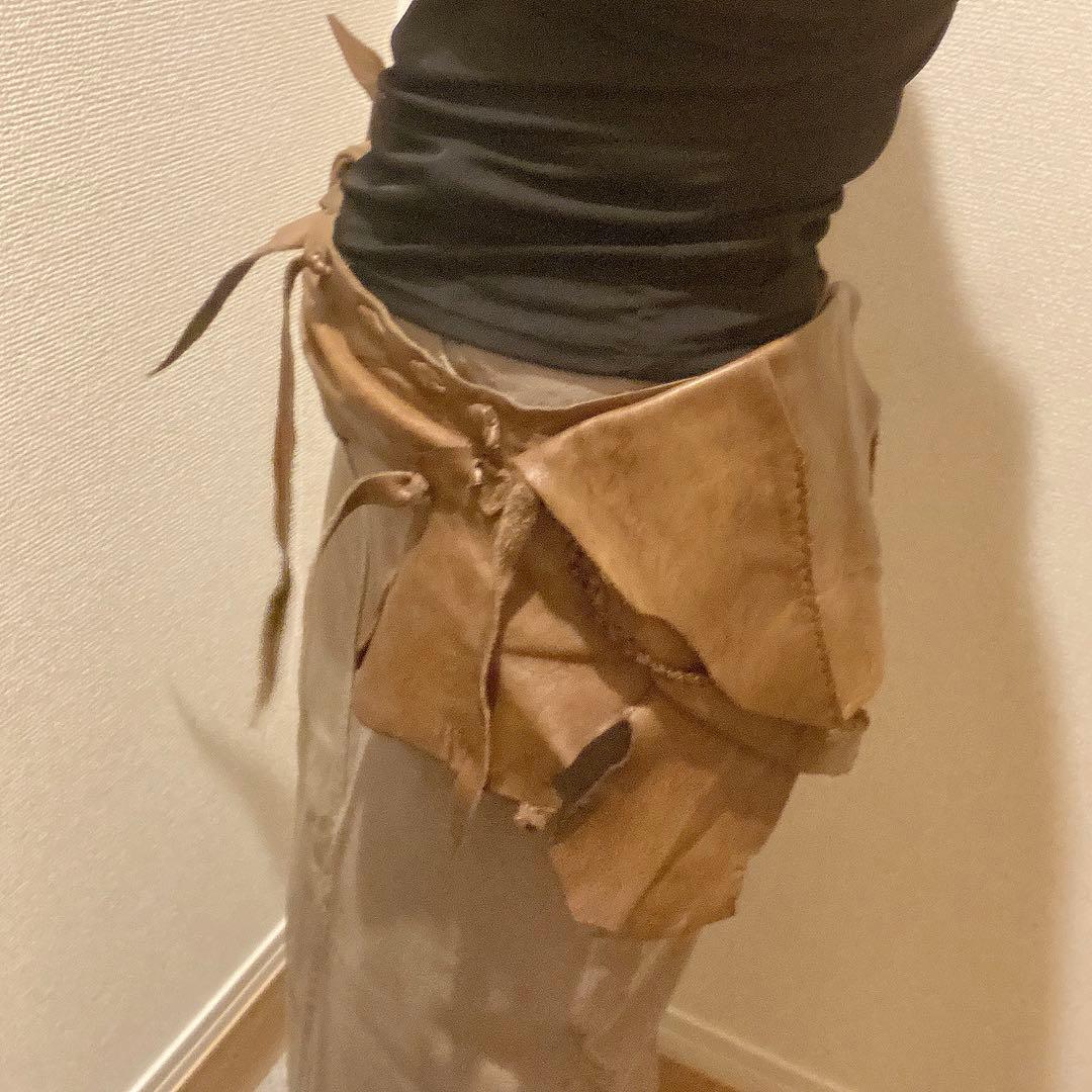 本革 レザー ブラウン ウエストポーチ ヒップバッグ ボヘミアン ギャル 海外