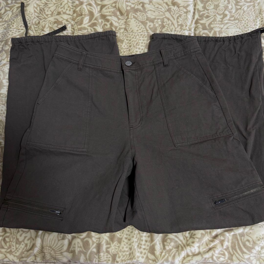 TINA：JOJUNドロストコットン ワイドパンツ カーゴパンツ