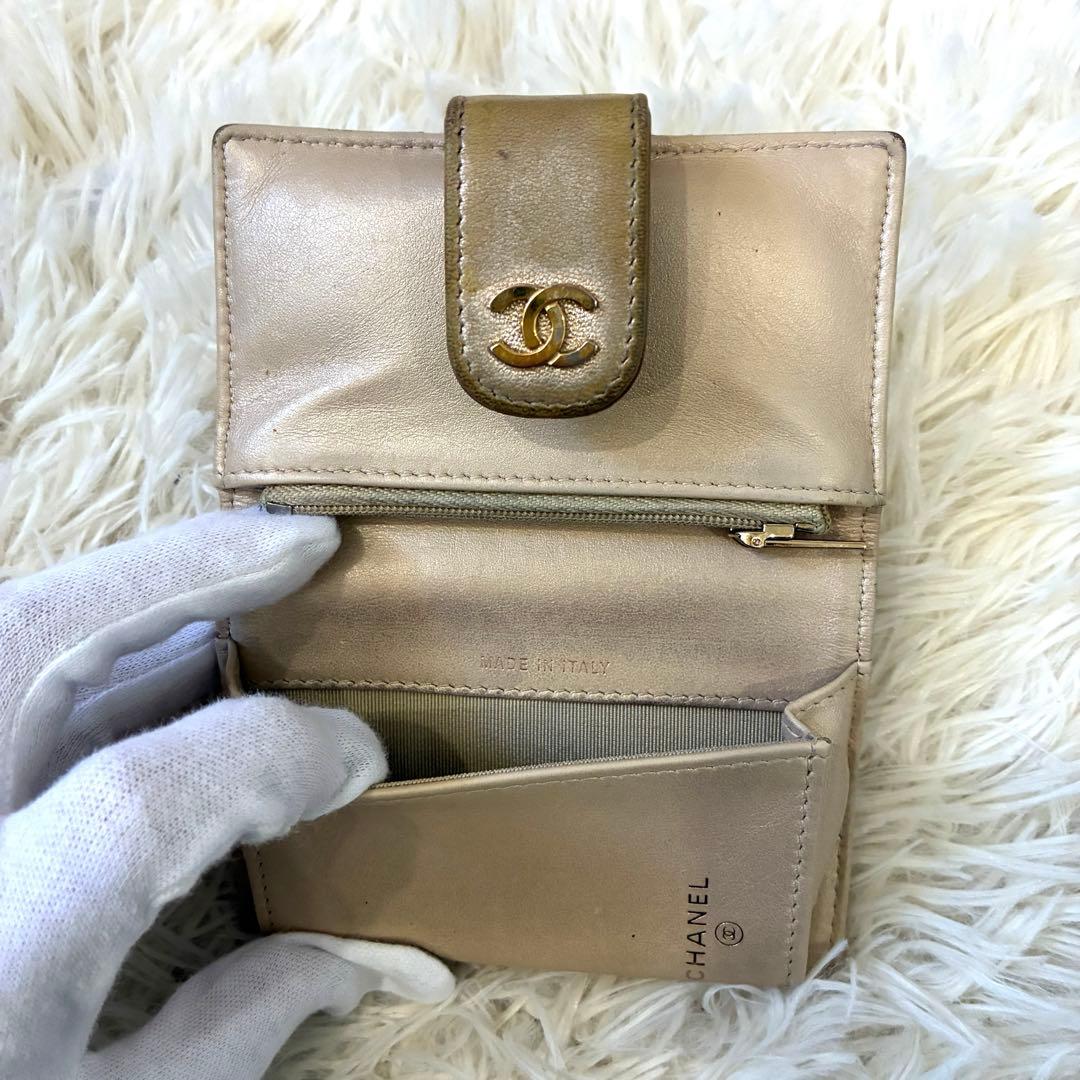 CHANEL マトラッセ スモールウォレット ミニ財布 カード入れ ゴールド