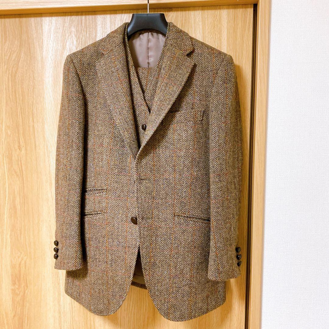 HARRIS TWEED セットアップ ジャケット ジレ スリーピース ブラウン