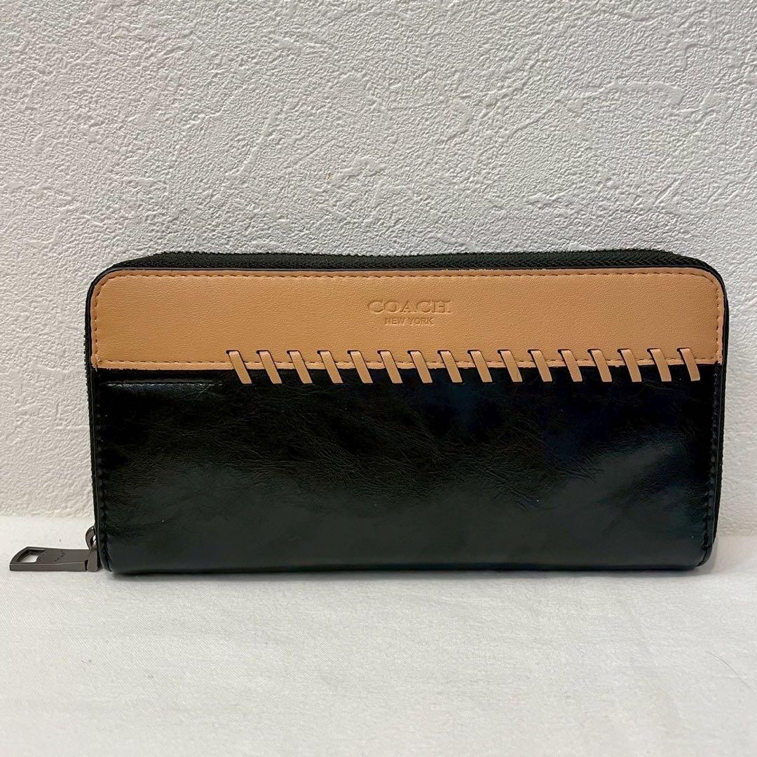 COACH/コーチ/長財布/ラウンドファスナー/レザー/ブラック/未使用/タグ付