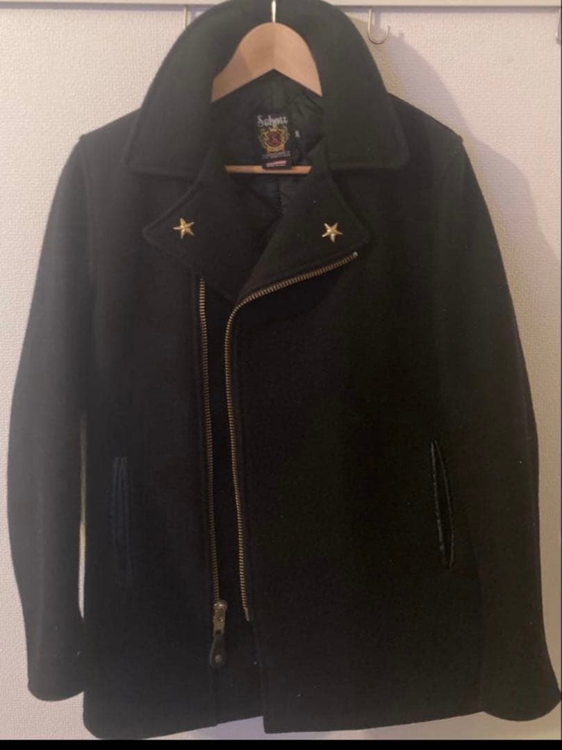 【値下げしました】Schott 黒　ウール　ピーコート