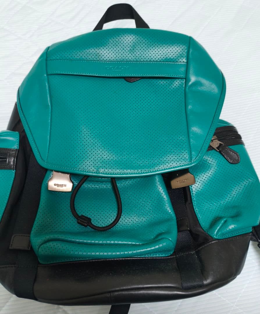 【値下げ】COACH ターコイズ レザー リュック・バックパック
