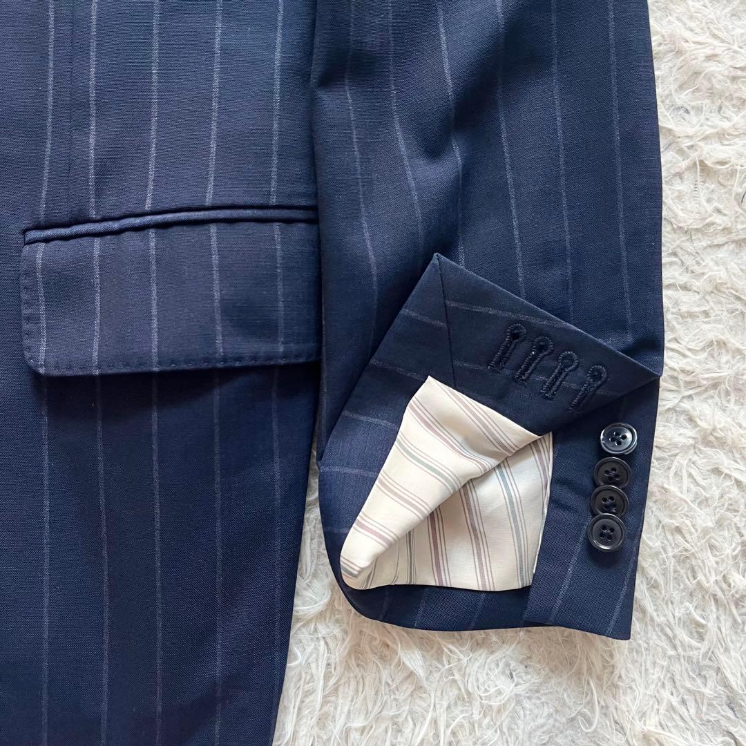 <美品>LARDINI ネイビー ウール スーツ サイズ52