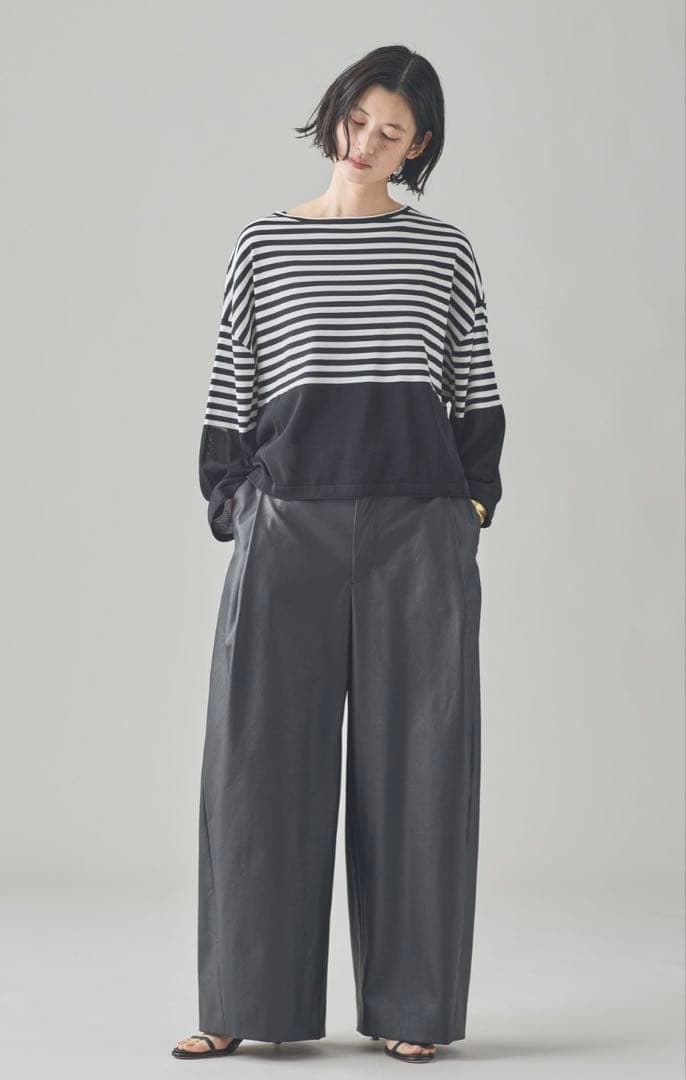 【curensology】ヴィンテージフェイクレザーパンツ　ブラック