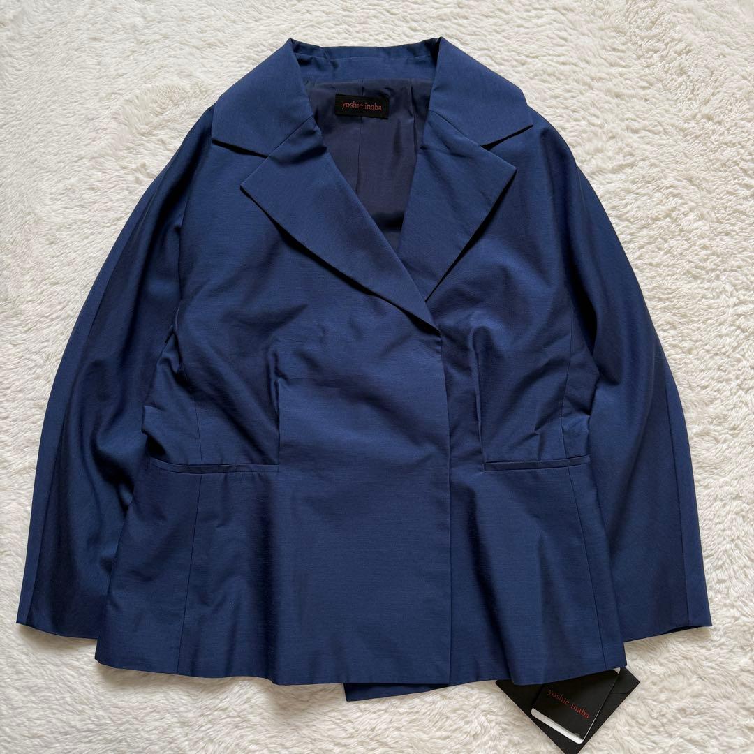 【新品】ヨシエイナバ 先染めタフタジャケット ネイビー 9 レディース
