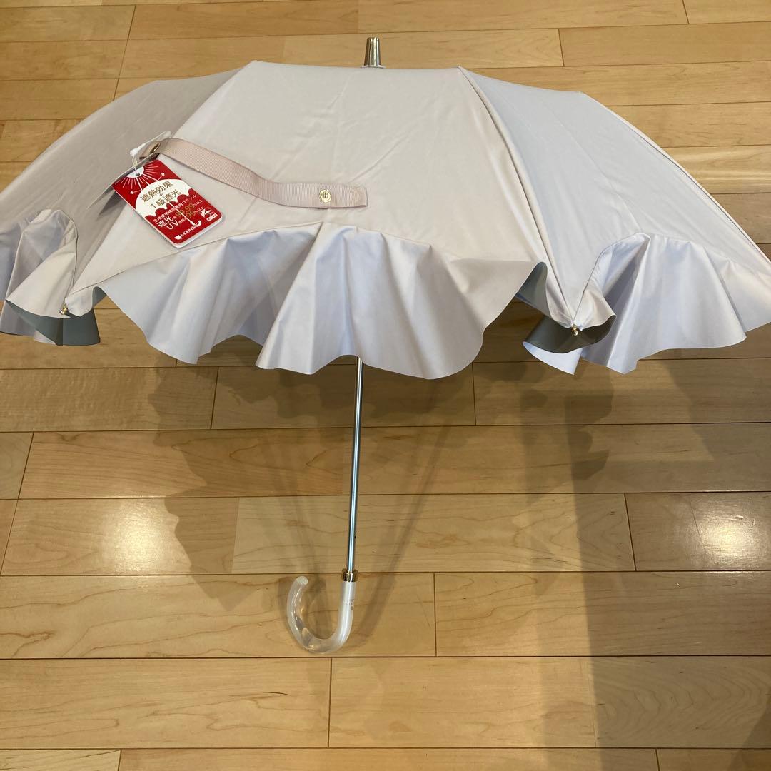 ランバンオンブルー　フリル付き晴雨兼用日傘　ベージュ
