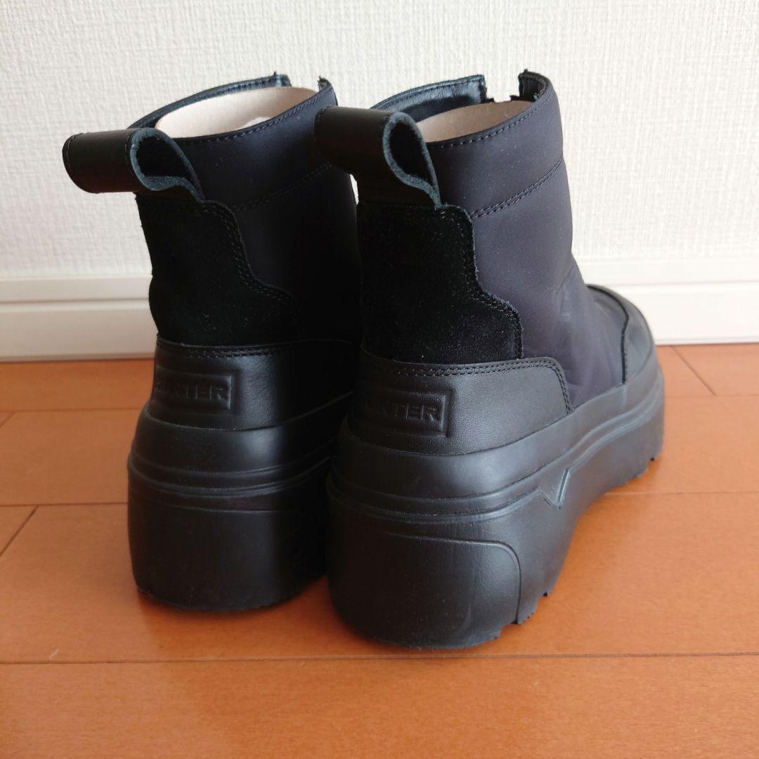 HUNTER エクスプローラー アンクル ジップ フラットフォームブーツ