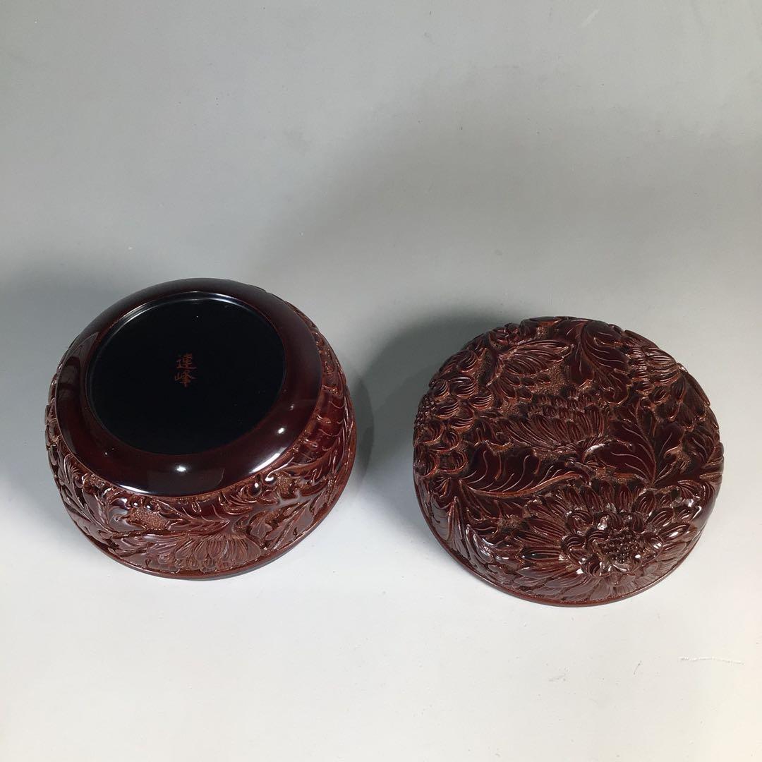 Ｎ９０９　棗　『高橋連峰作』『村上堆朱』『朱溜塗』『平棗』　共箱　茶道具