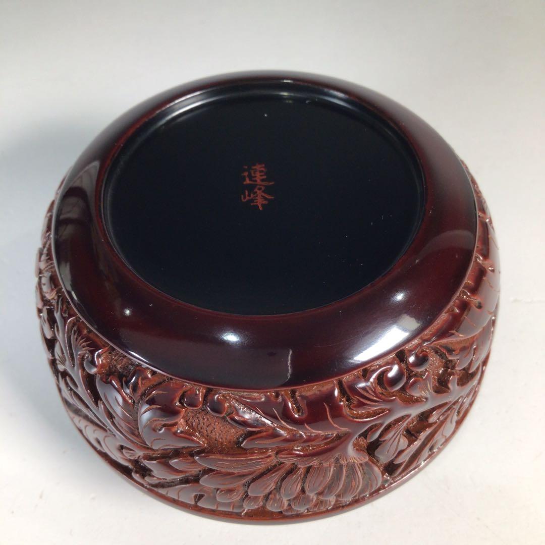 Ｎ９０９　棗　『高橋連峰作』『村上堆朱』『朱溜塗』『平棗』　共箱　茶道具