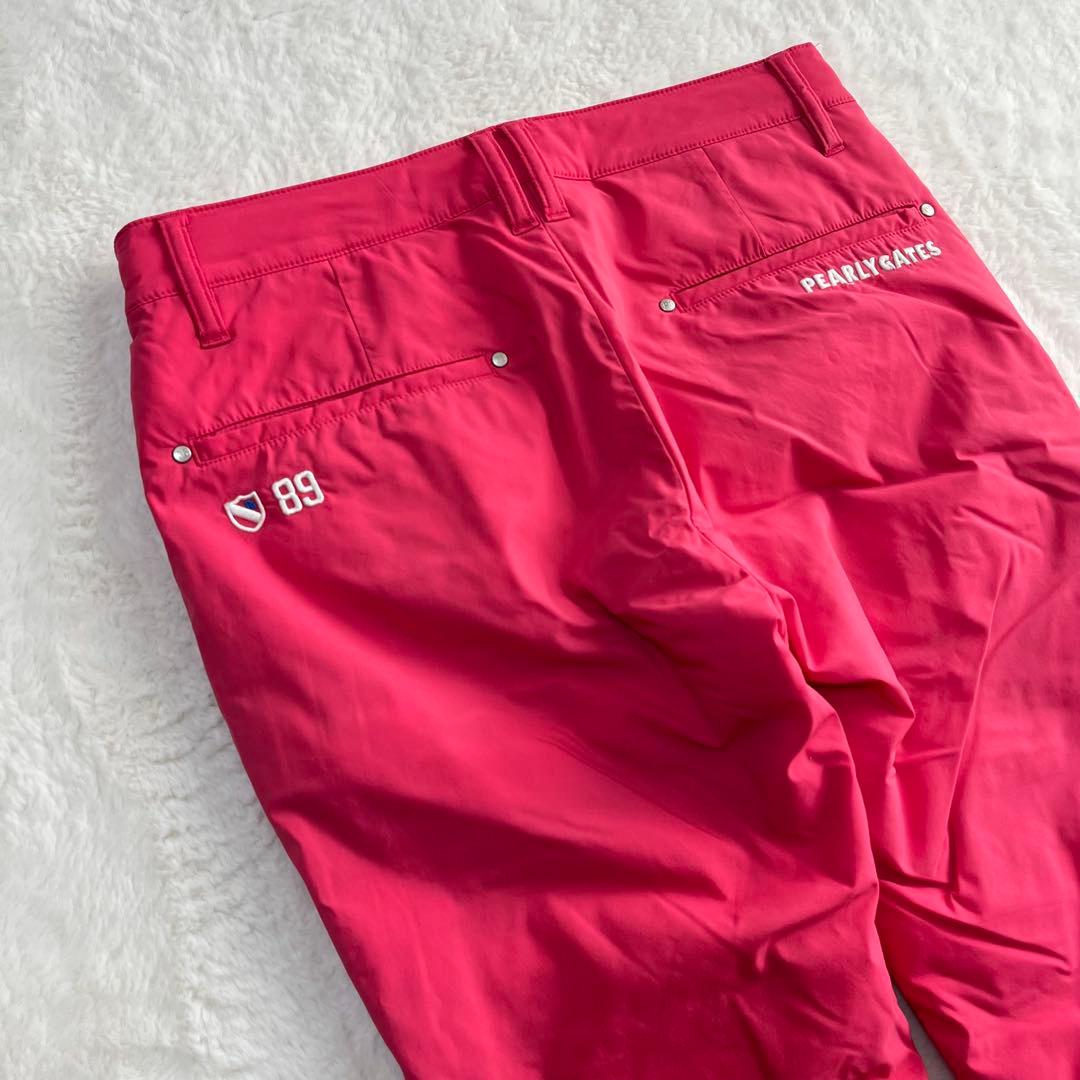 美品 パーリーゲイツ ゴルフ 中綿パンツ 蓄熱 暖パン ロゴ刺繍 ピンク 1