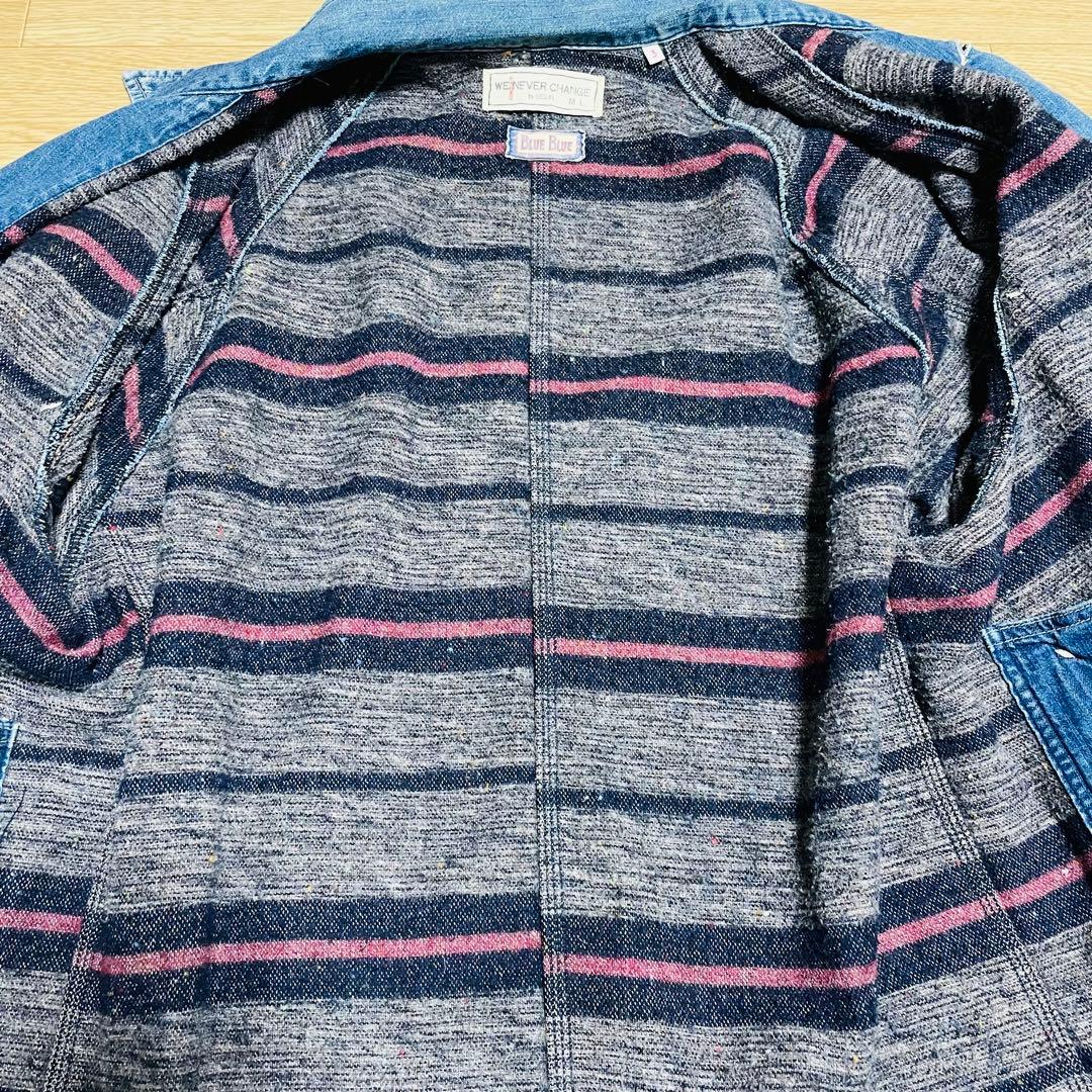 90s 00s ブルーブルー　デニムカバーオール　ブランケット　ハリラン　L