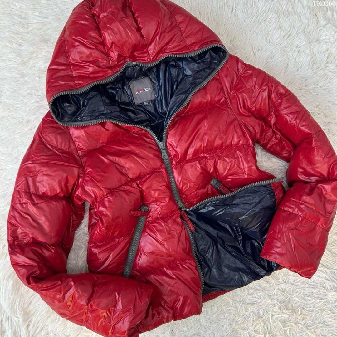 【極美品/L】デュベティカ ダウンジャケット ジップジャケット 赤 肉厚 フード