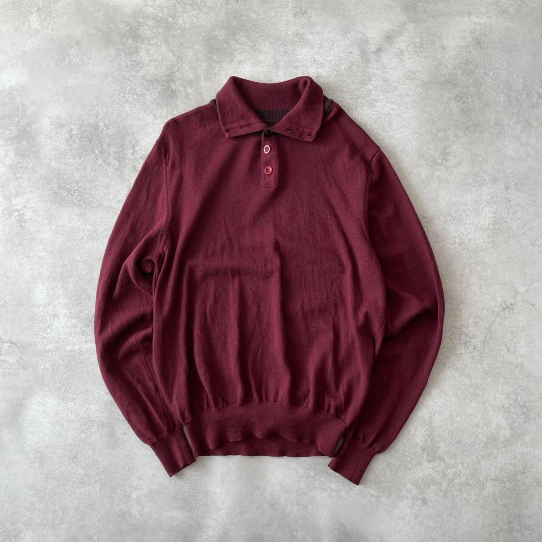 12AW Martin Margiela ニットポロシャツ ボルドー ウール 1