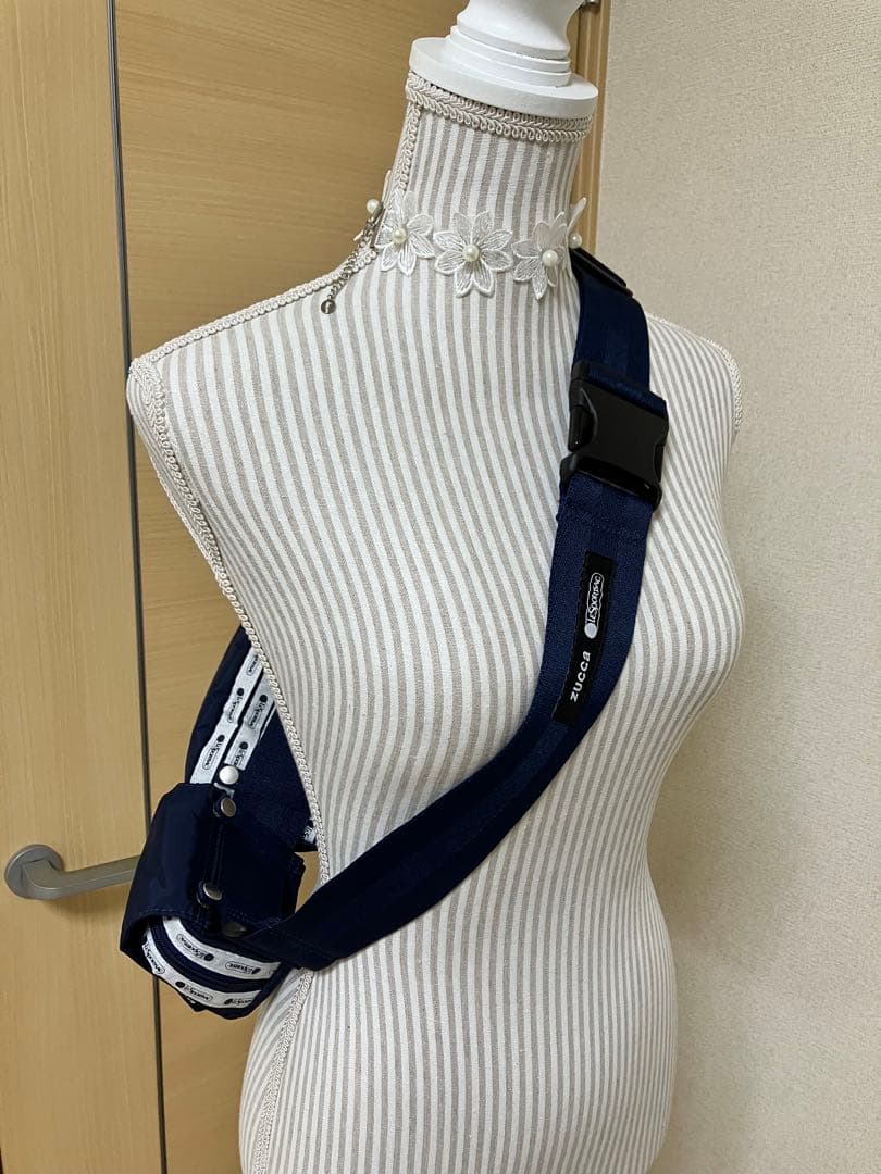 レスポートサック&ZUCCA コラボ ボディバッグ ネイビー ストライプ