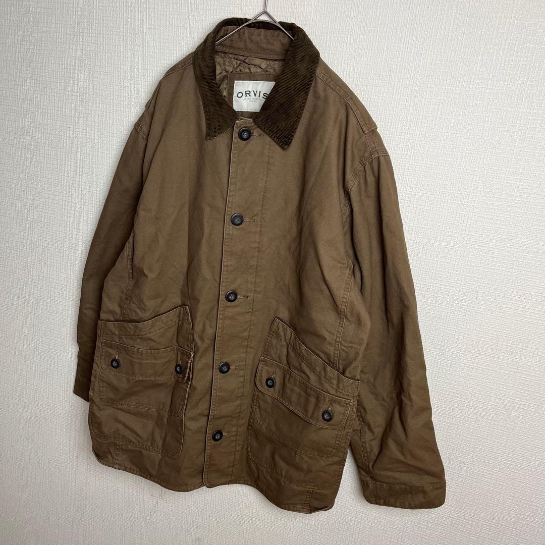 593 ORVISコーデュロイ襟・キルト裏地・多層ポケット・ハンドウォーマー・L