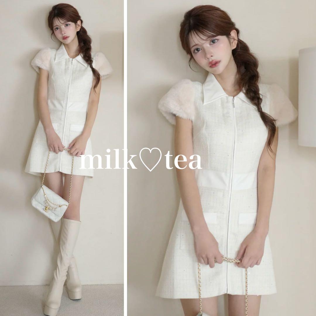 新品タグ付き Randy 2wayカービーツイードワンピース ホワイト M