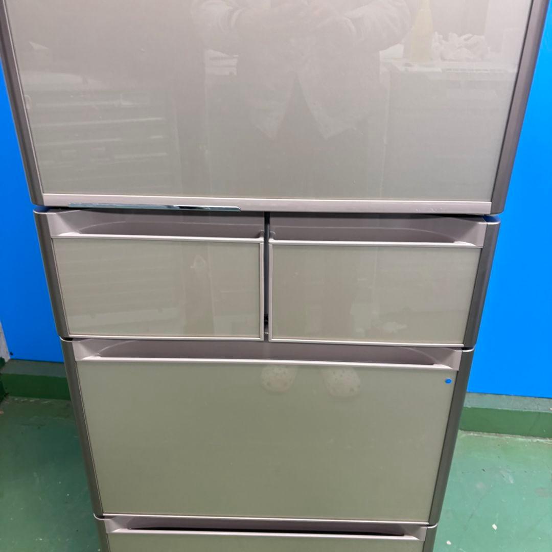 573 日立大型冷蔵庫　400L強　小型　家庭用　右開き　自動製氷　ガラスパネル