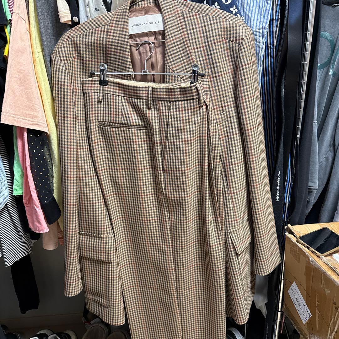 G-DRAGON着用　DRIES VAN NOTEN チェック柄セットアップ